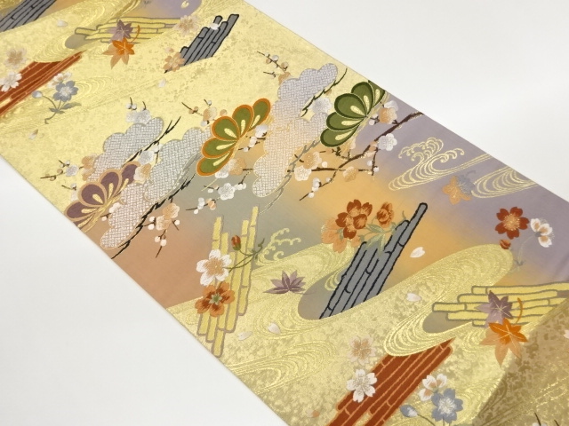 JAPANESE FUKURO OBI / WOVEN FLORAL RAFT